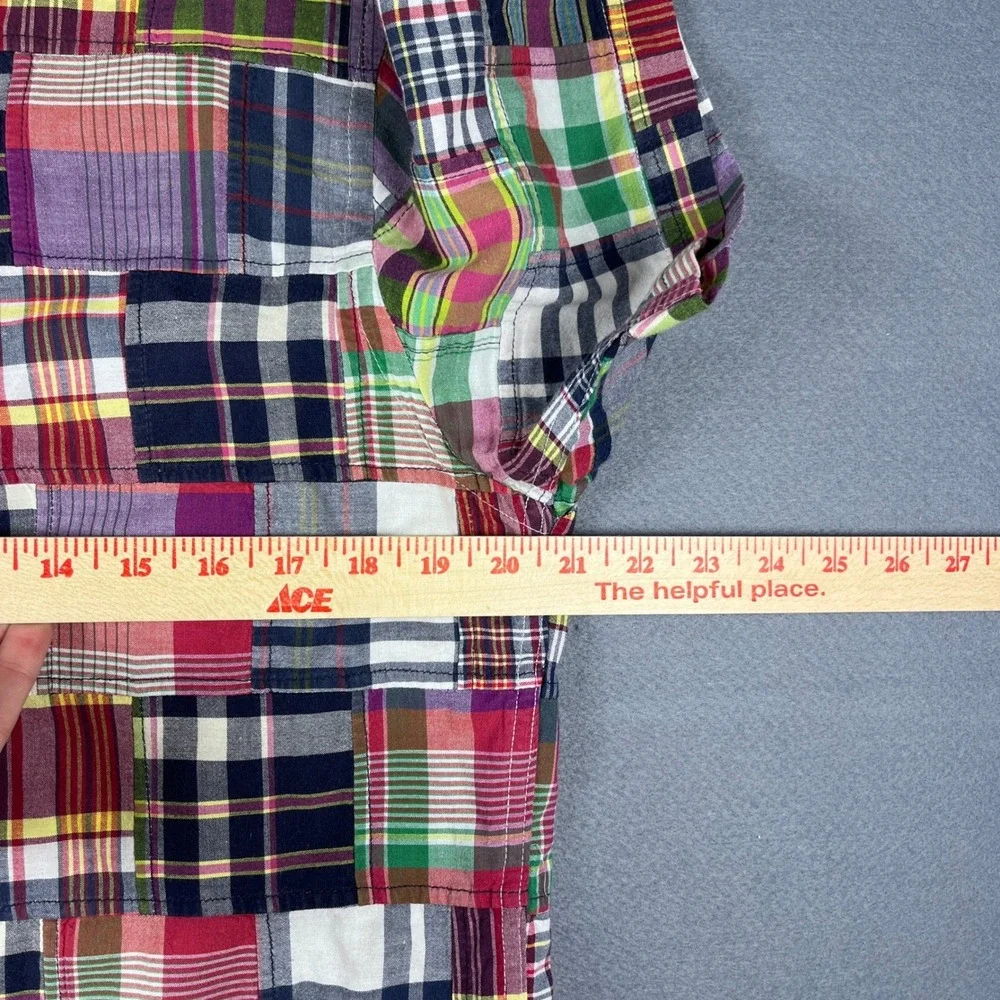 Brooks Brothers Mens S Patchwork Madras Plaid Short Sleeve Shirt Traditional